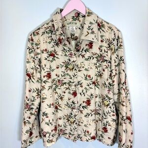 Orvis Womens Floral Tapestry Blazer/Jacket Multicolour Rayon/Flax Blend Size M
